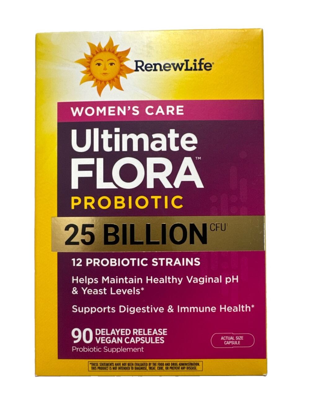 Renew Life Ultimate Flora Women’s Care Probiotic 25B CFU 90 Caps Exp 07/2027